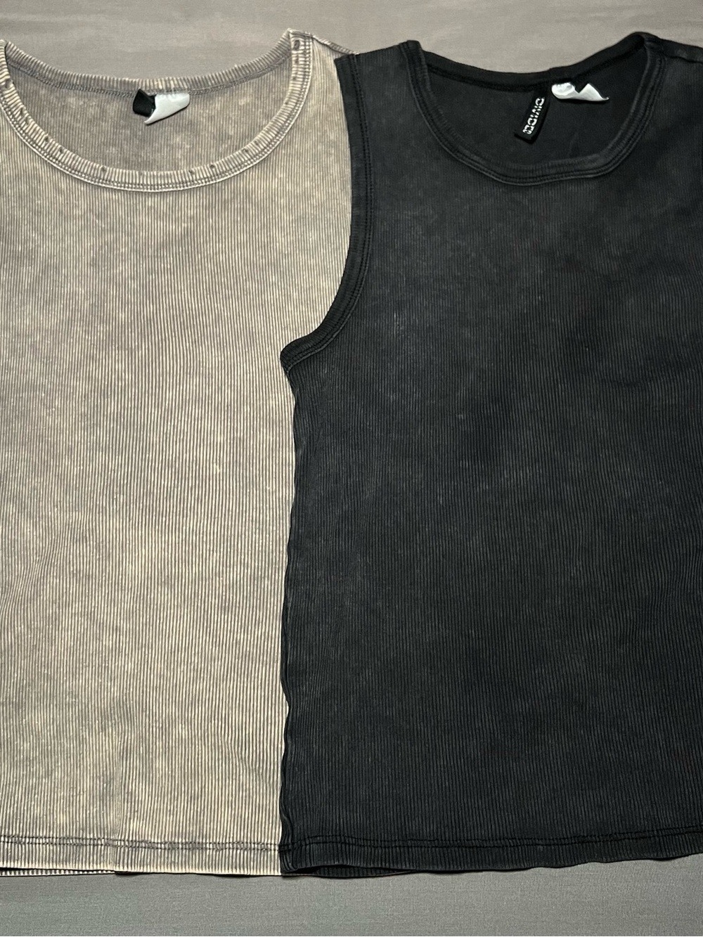 Ribbed Tank Tops - Black & Washed Taupe
